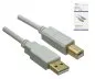 Preview: HQ USB 2.0 Cable A male to B male, 28 AWG / 2C, 26 AWG / 2C, white, 2,00m, DINIC Box